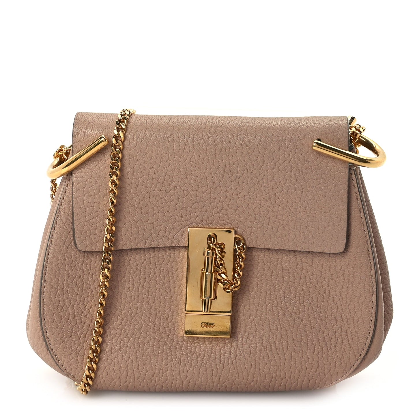 Chloe Grained Lambskin Drew Shoulder Bag Cement Pink