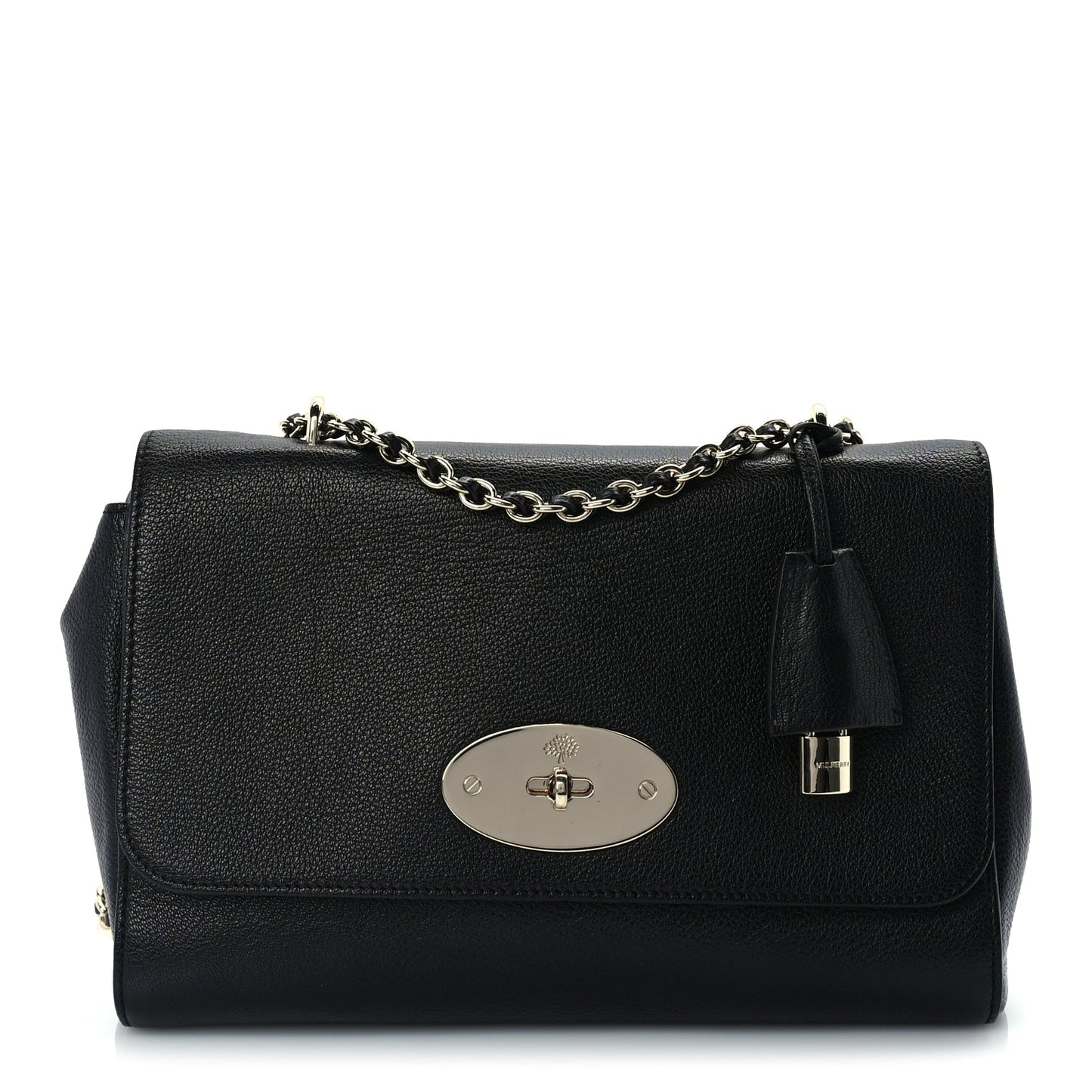 Mulberry Glossy Goatskin Medium Lily Flap Black