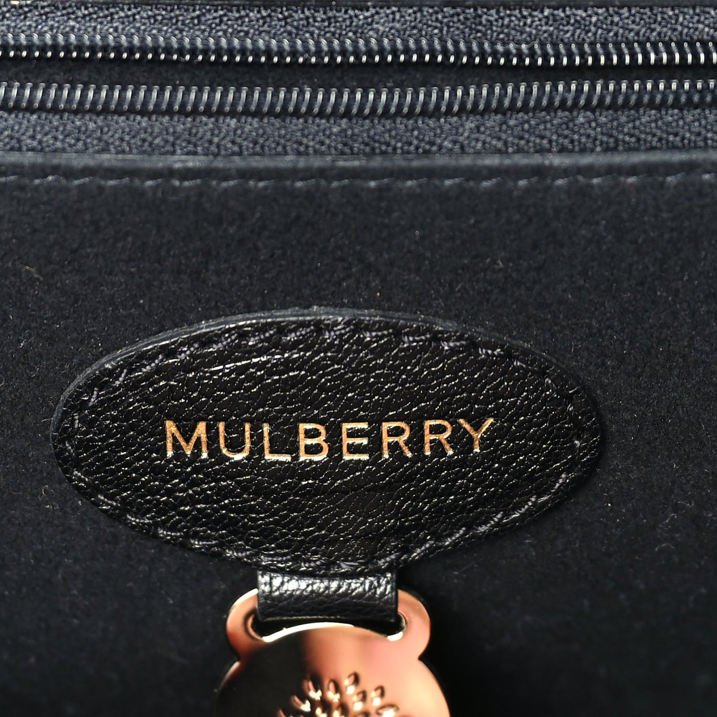Mulberry Glossy Goatskin Medium Lily Flap Black