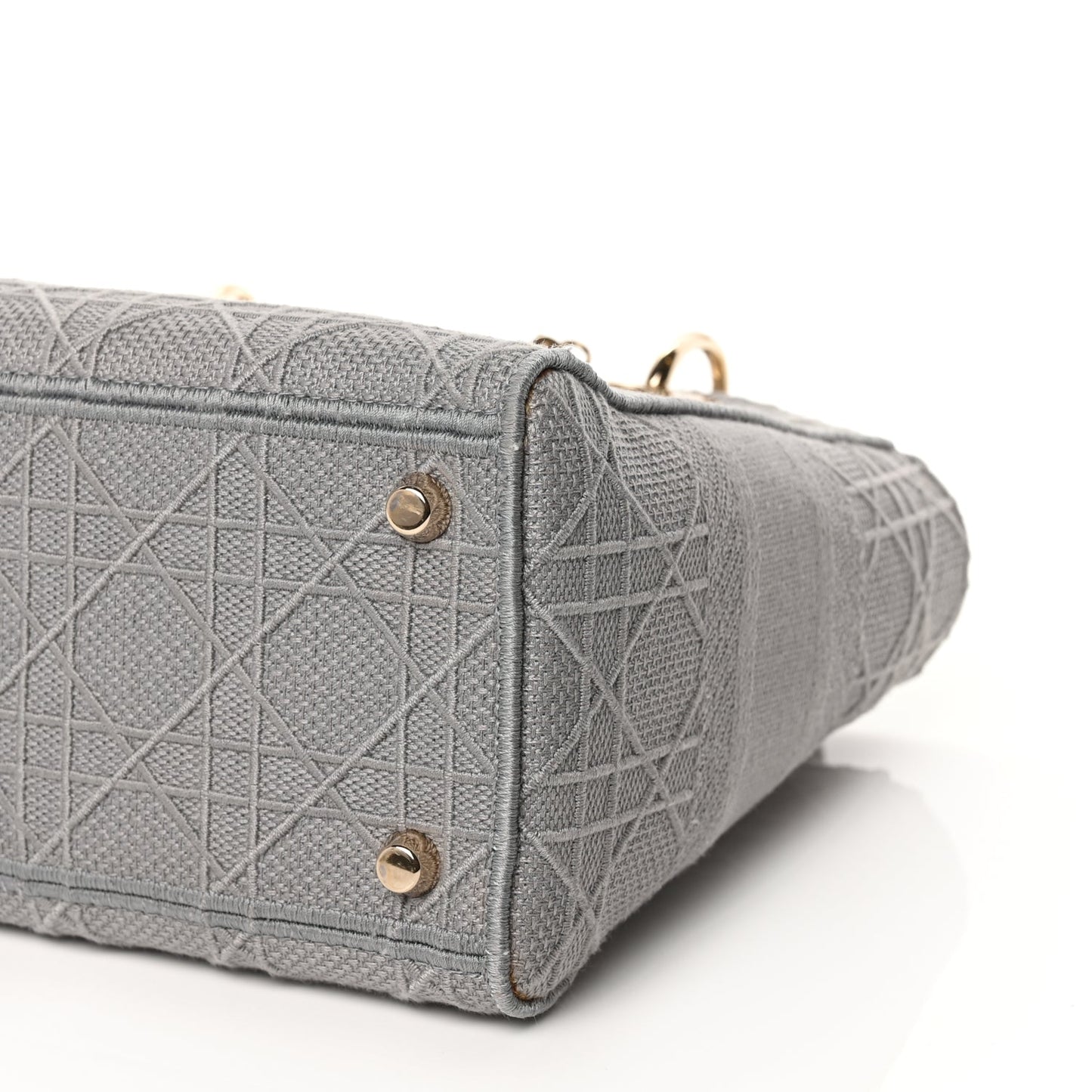 Christian Dior Canvas Embroidered Cannage Lady D-Lite Gray