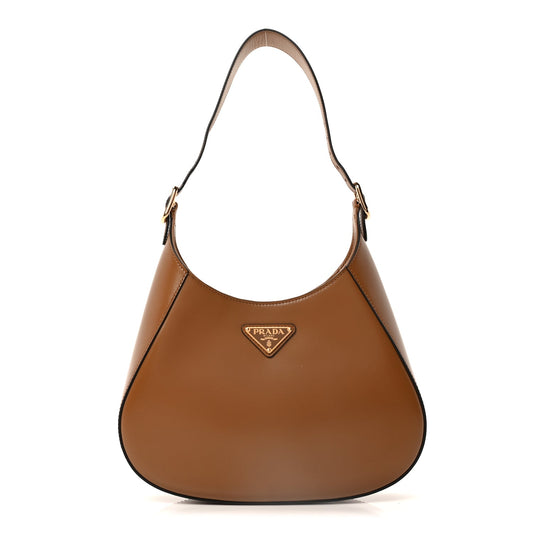 Prada Spazzolato Cleo Adjustable Strap Shoulder Bag Cannella