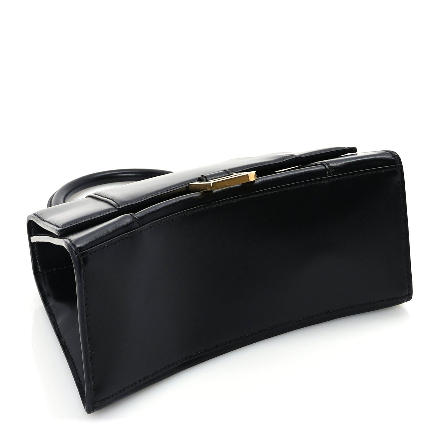 Balenciaga Shiny Box Calfskin Small Hourglass Top Handle Bag  Black