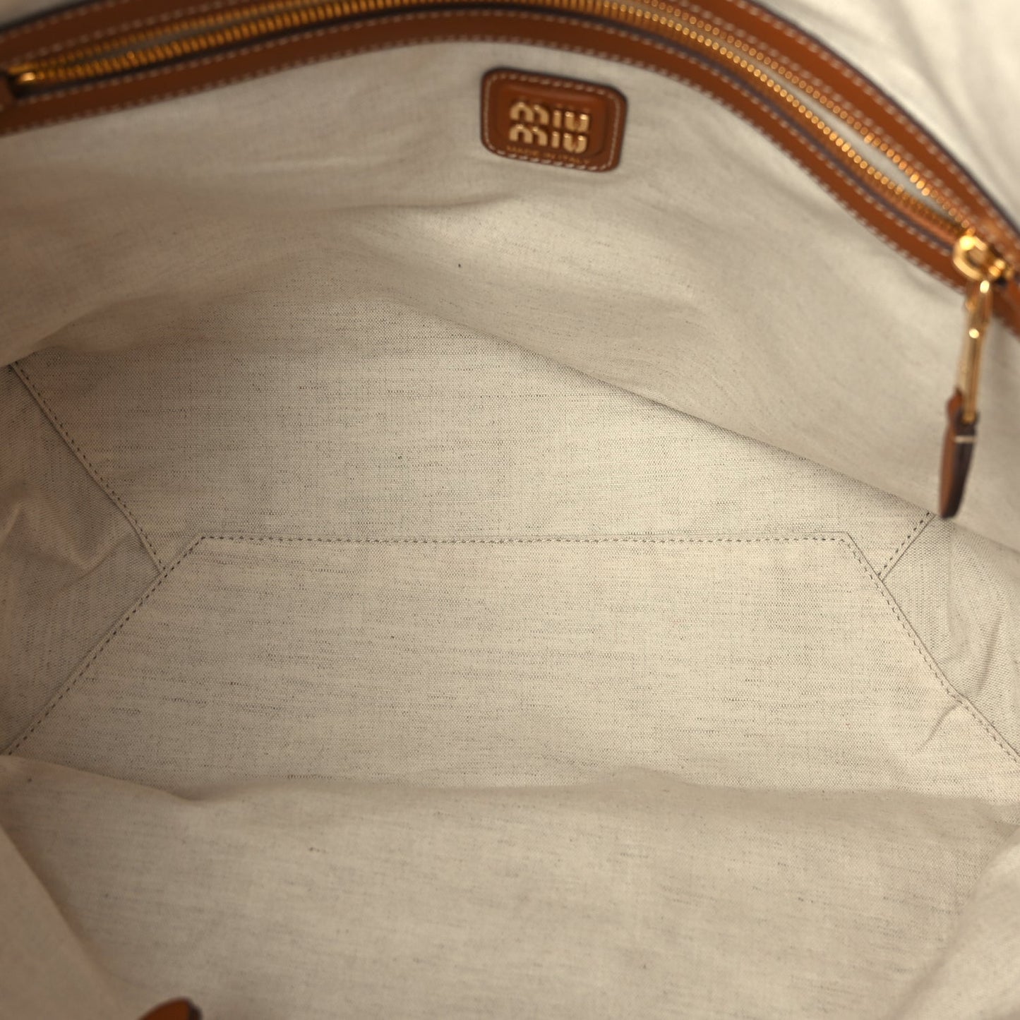 Miu Miu Nappa Large Ivy Tote Bag Cognac