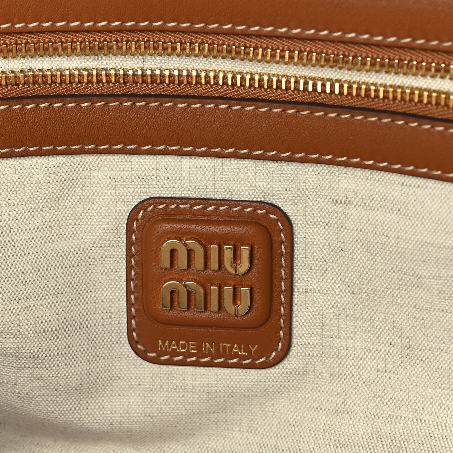 Miu Miu Nappa Large Ivy Tote Bag Cognac