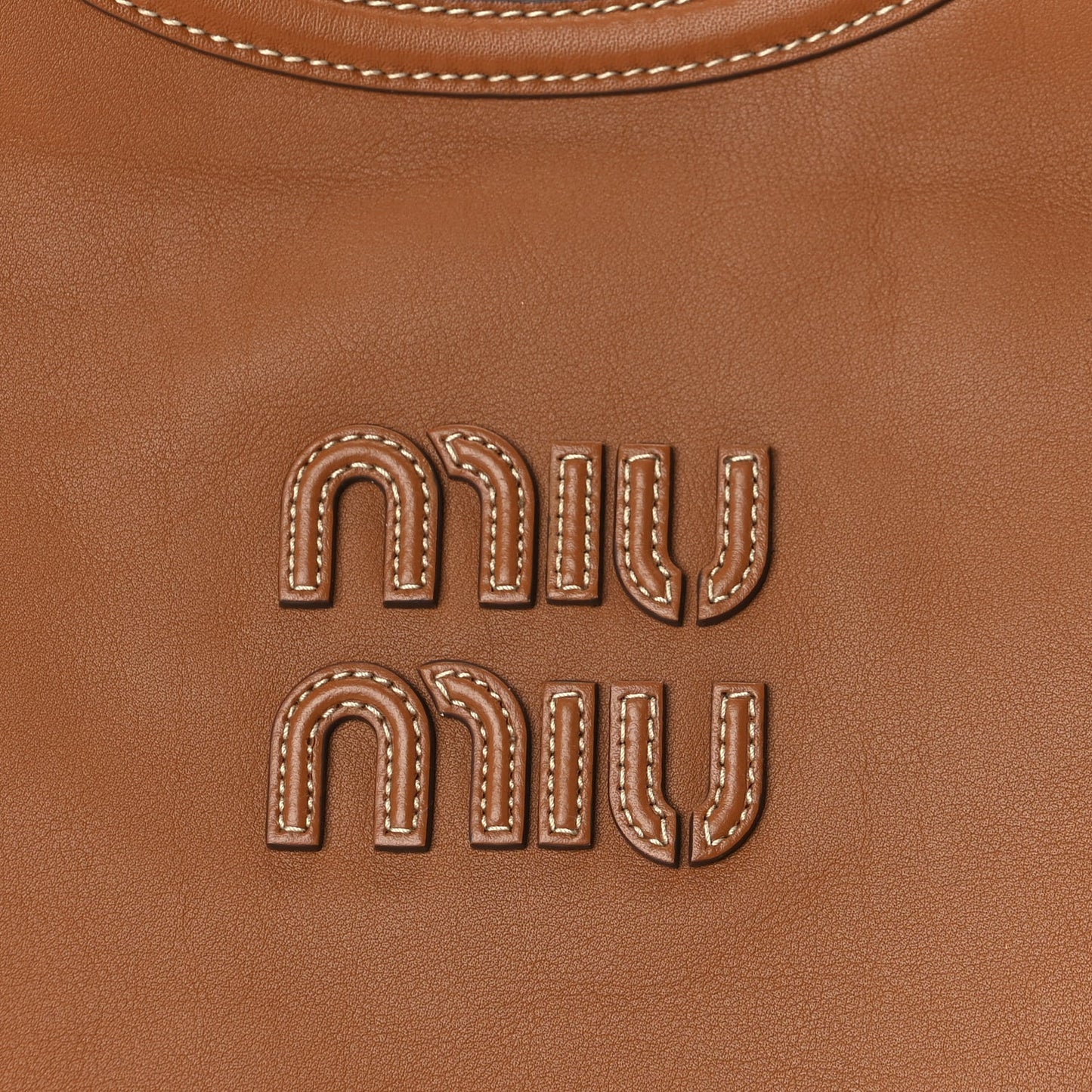Miu Miu Nappa Large Ivy Tote Bag Cognac