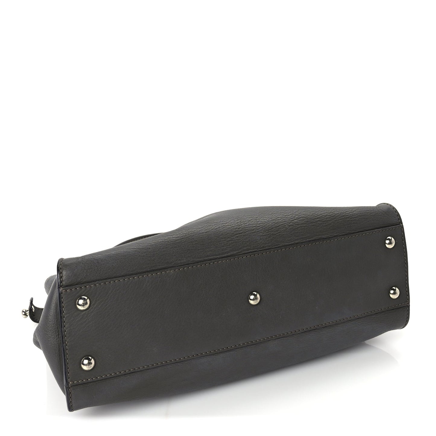Fendi Vitello Seta Shiny Nappa Medium Peekaboo Iconic Satchel  Carbone Grigio Polvere
