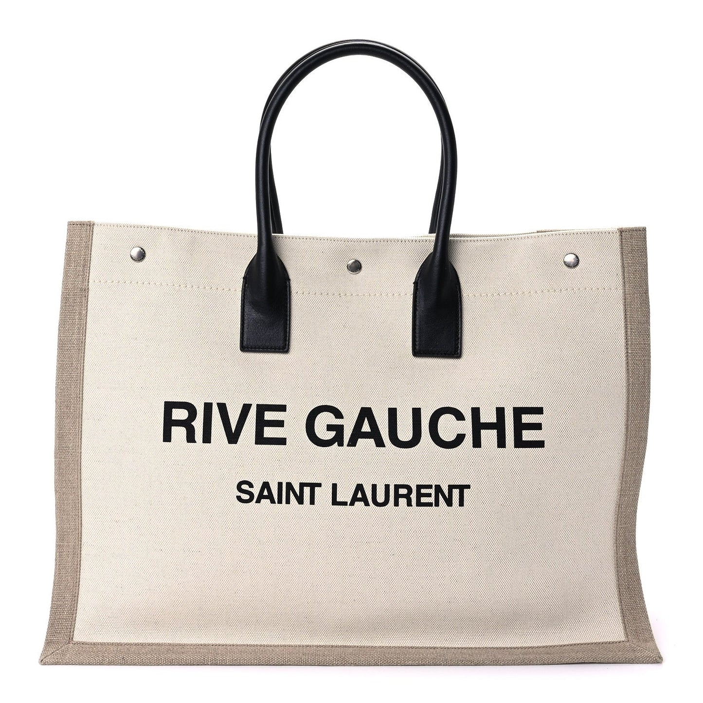 Saint Laurent Linen Calfskin Rive Gauche Tote Optic White