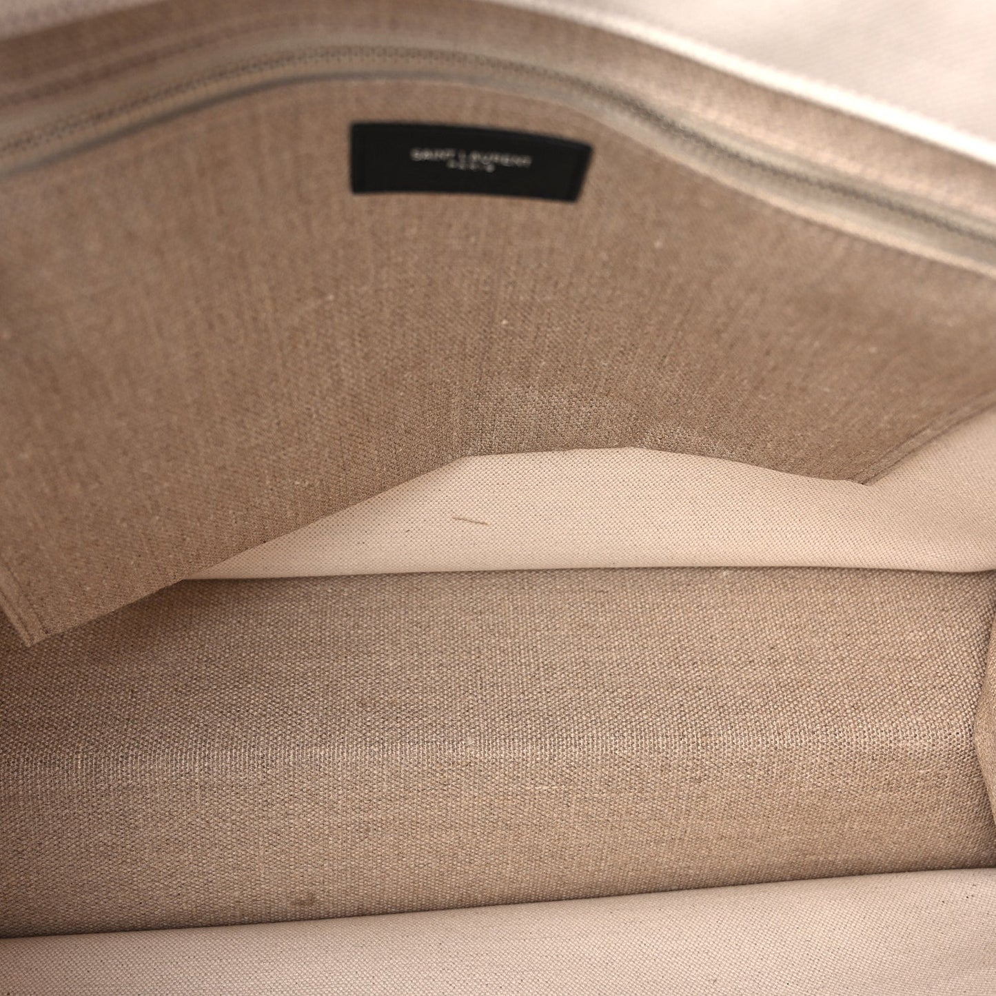 Saint Laurent Linen Calfskin Rive Gauche Tote Optic White