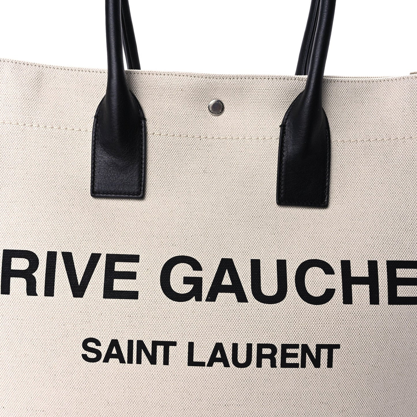Saint Laurent Linen Calfskin Rive Gauche Tote Optic White