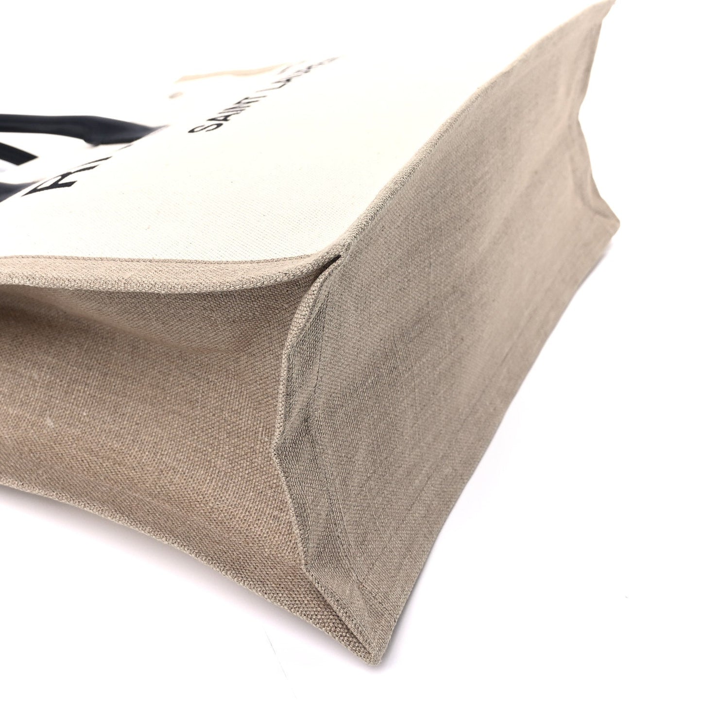 Saint Laurent Linen Calfskin Rive Gauche Tote Optic White