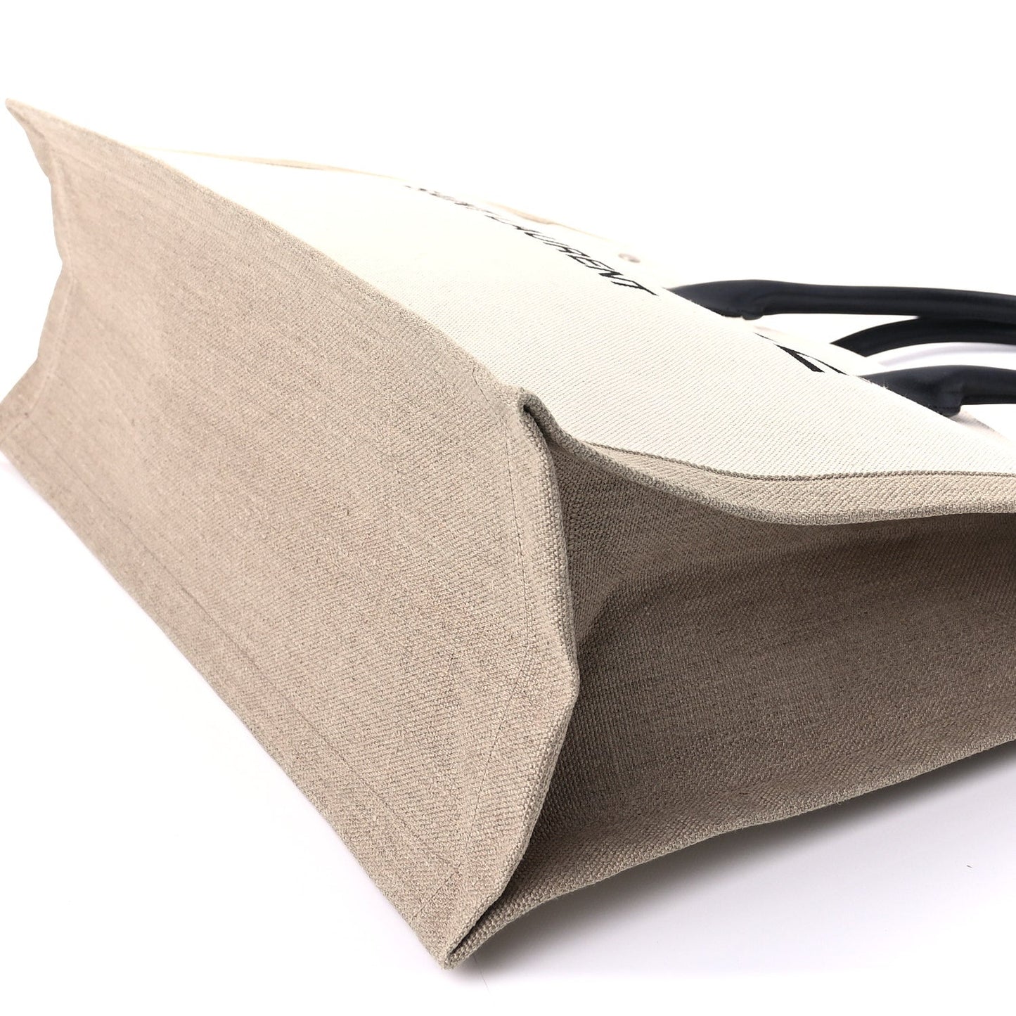 Saint Laurent Linen Calfskin Rive Gauche Tote Optic White