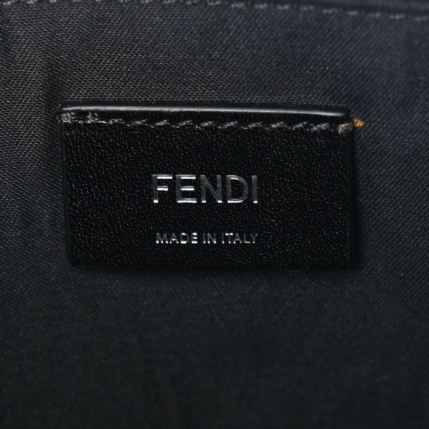 Fendi Vitello Grace FF 1974 Embossed Flat Pouch  Black