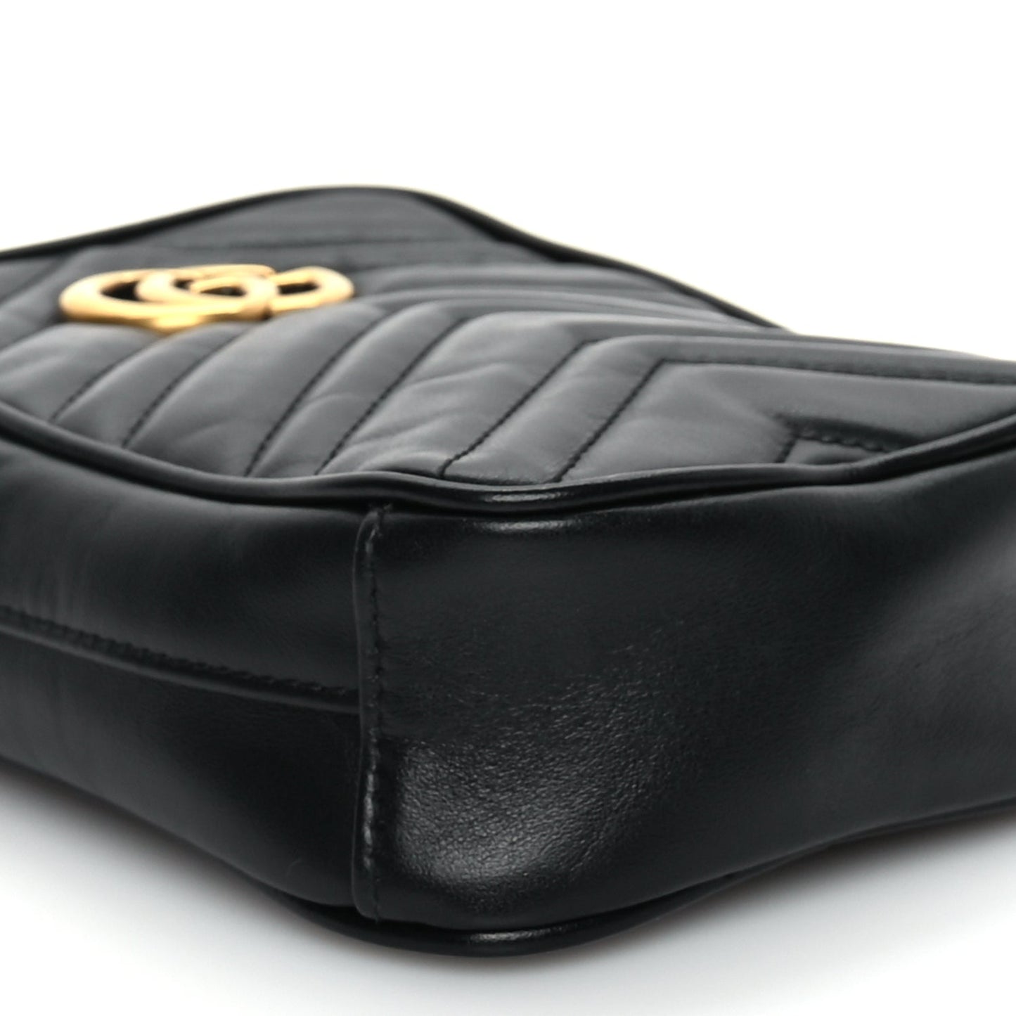 Gucci Calfskin Matelasse Mini GG Marmont Crossbody Bag Black