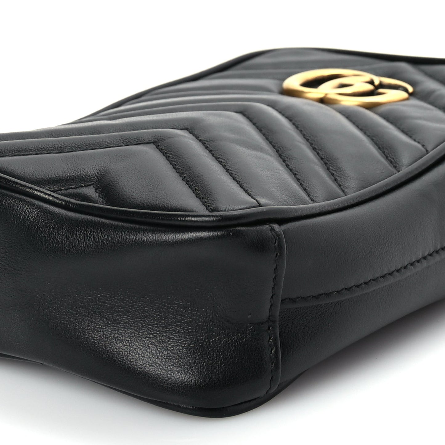 Gucci Calfskin Matelasse Mini GG Marmont Crossbody Bag Black
