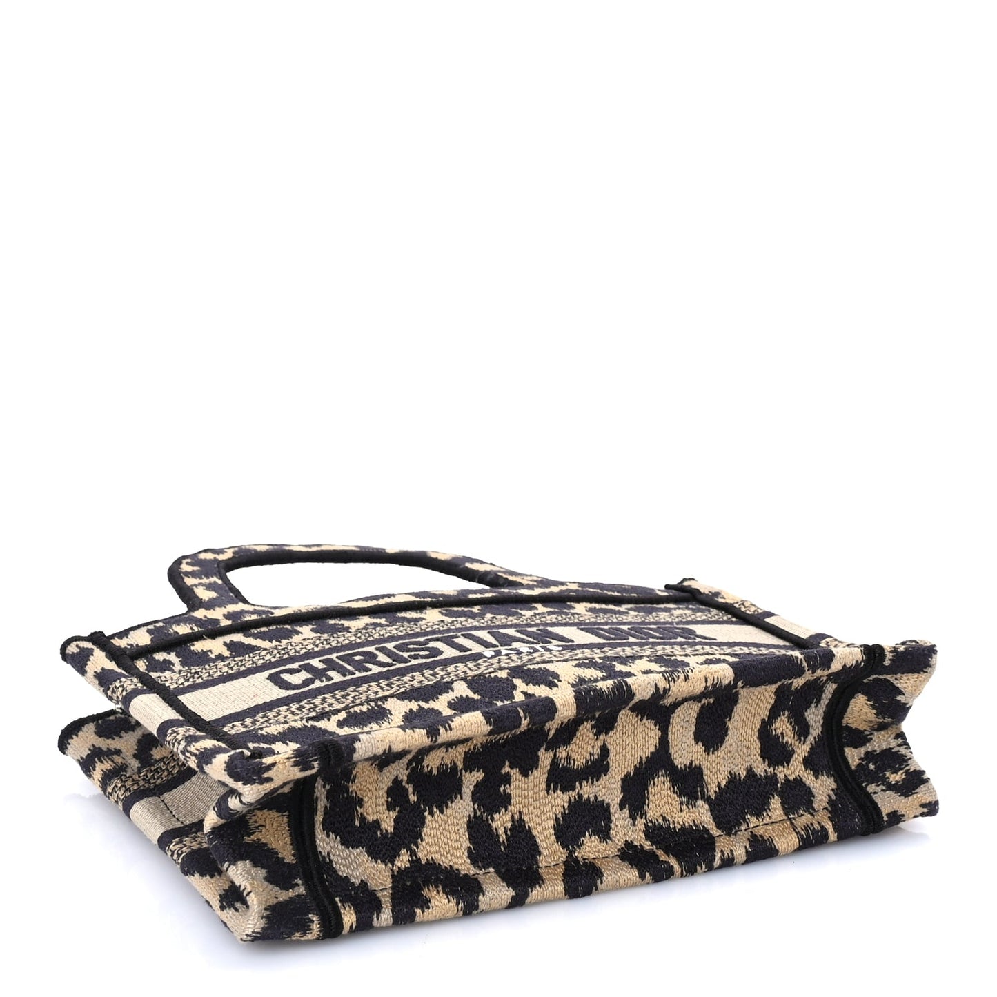 Christian Dior Canvas Mizza Embroidered Mini Leopard Book Tote Beige