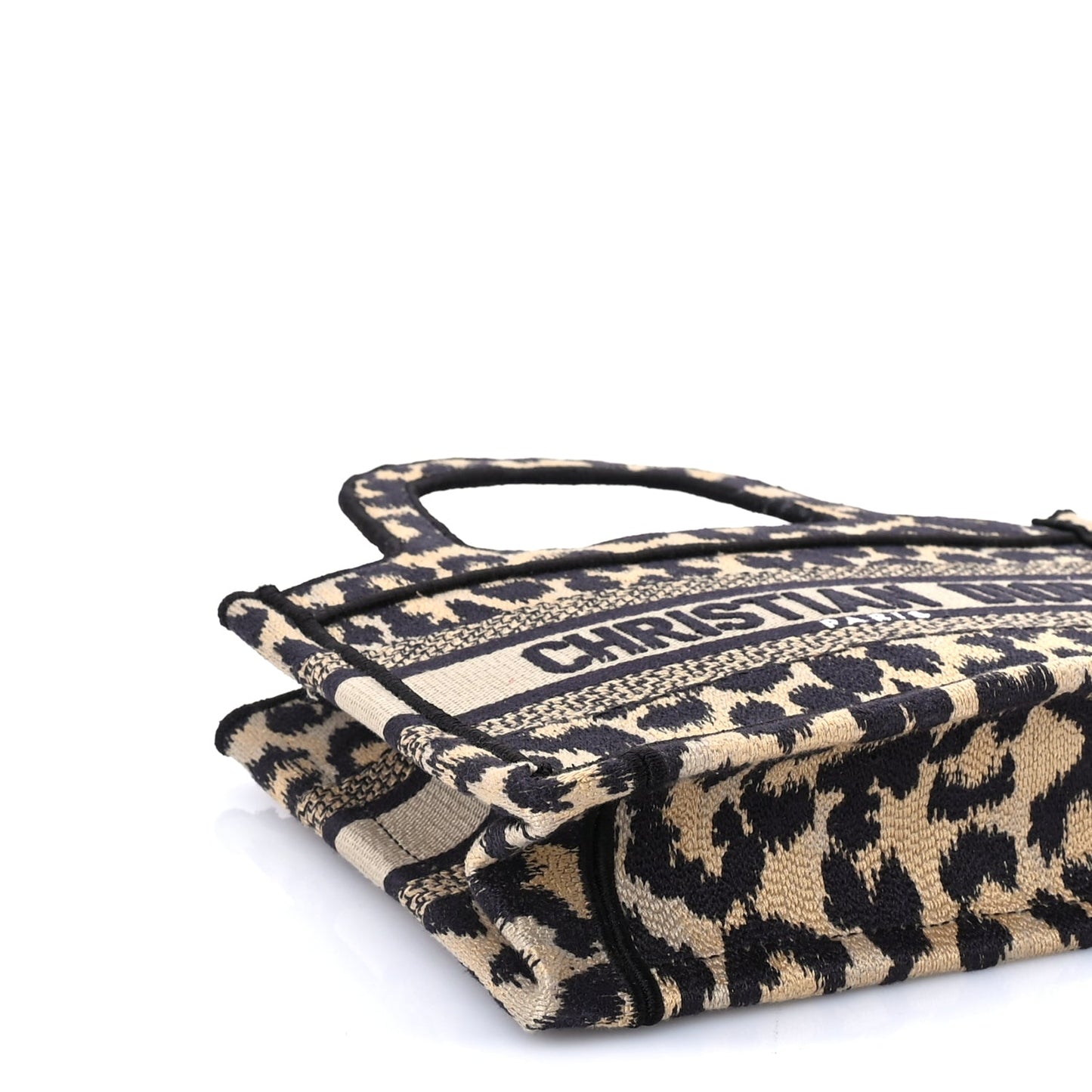 Christian Dior Canvas Mizza Embroidered Mini Leopard Book Tote Beige