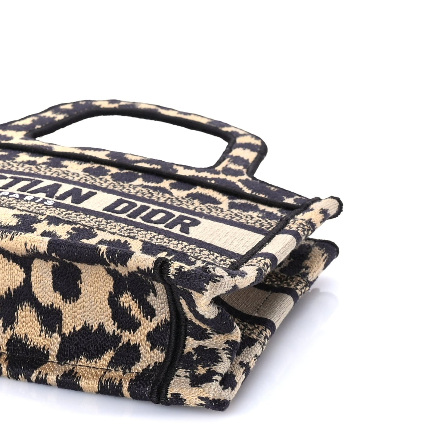 Christian Dior Canvas Mizza Embroidered Mini Leopard Book Tote Beige