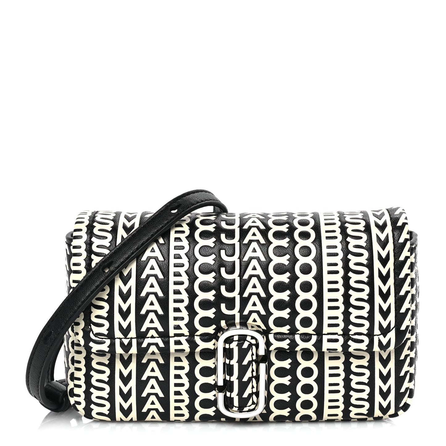 Marc Jacobs Calfskin The Monogram J Marc Shoulder Bag Black White