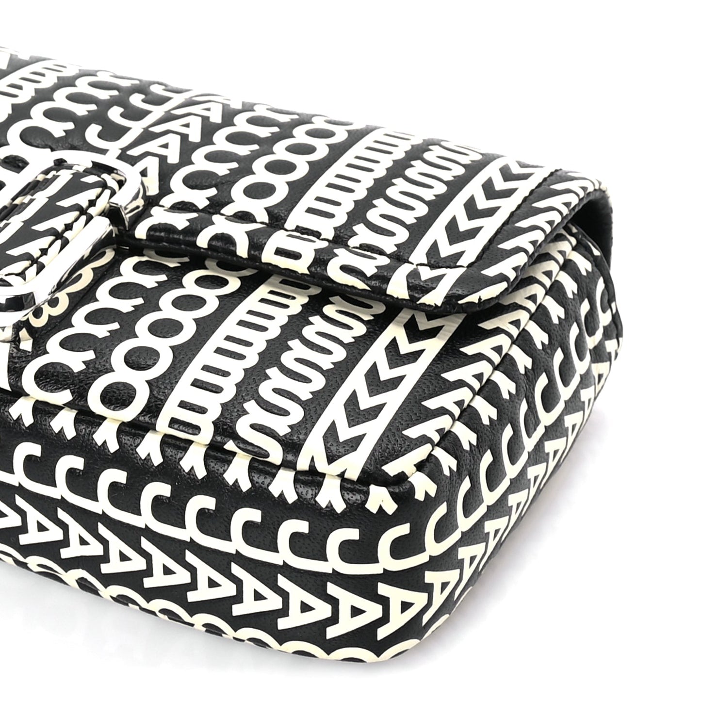 Marc Jacobs Calfskin The Monogram J Marc Shoulder Bag Black White