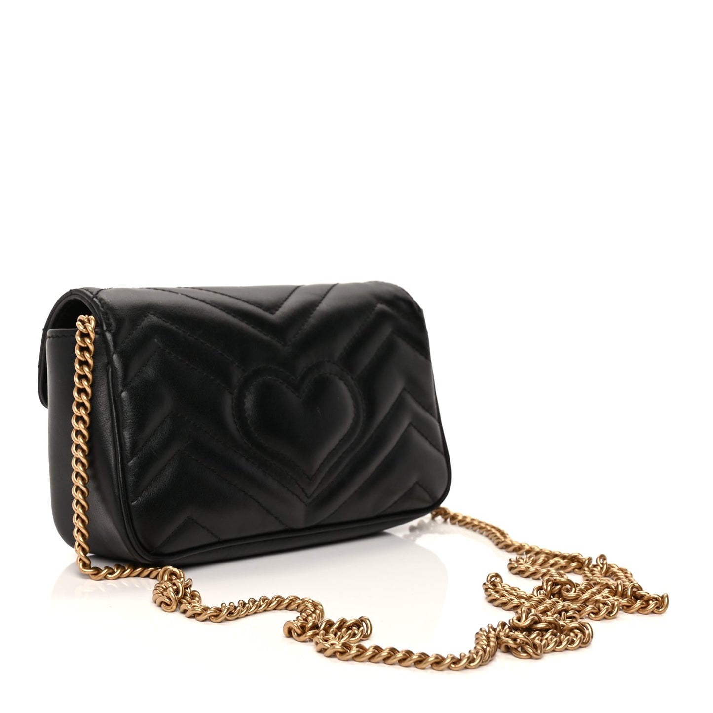 Gucci Calfskin Matelasse Super Mini GG Marmont Shoulder Bag  Black