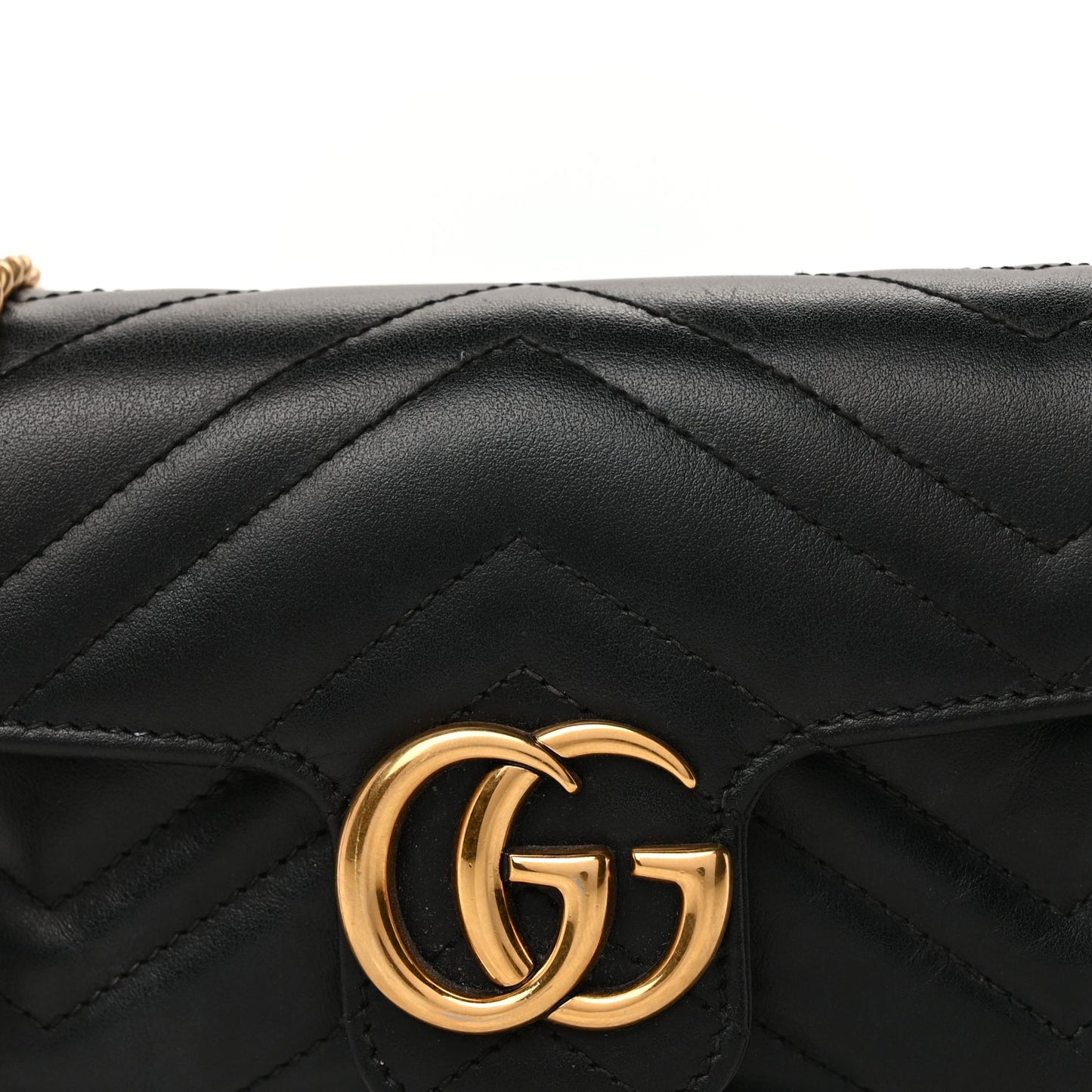 Gucci Calfskin Matelasse Super Mini GG Marmont Shoulder Bag  Black