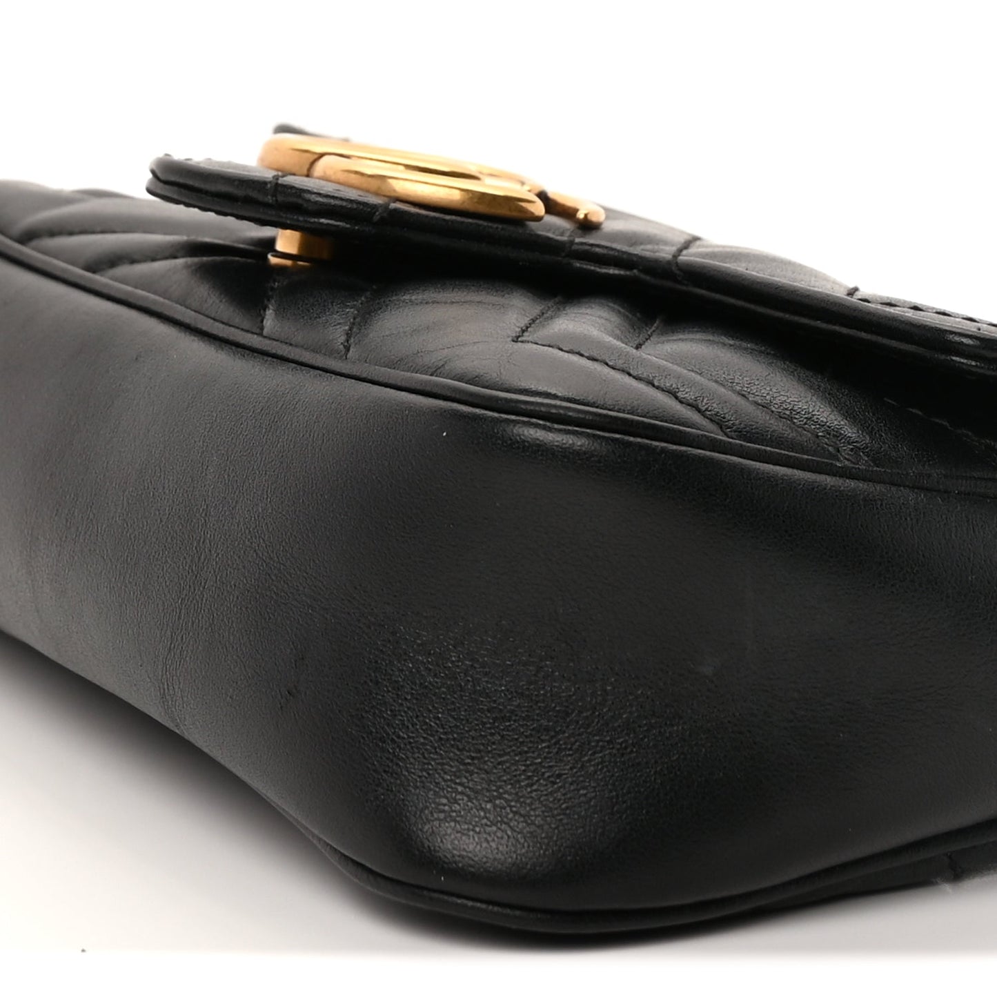 Gucci Calfskin Matelasse Super Mini GG Marmont Shoulder Bag  Black