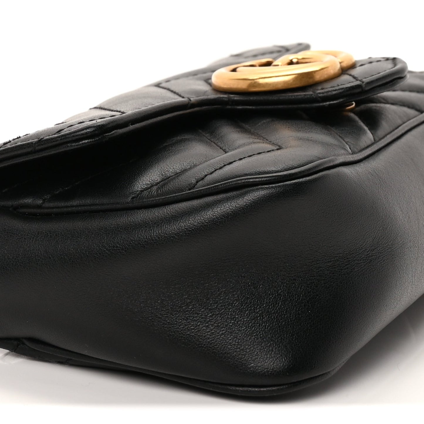 Gucci Calfskin Matelasse Super Mini GG Marmont Shoulder Bag  Black