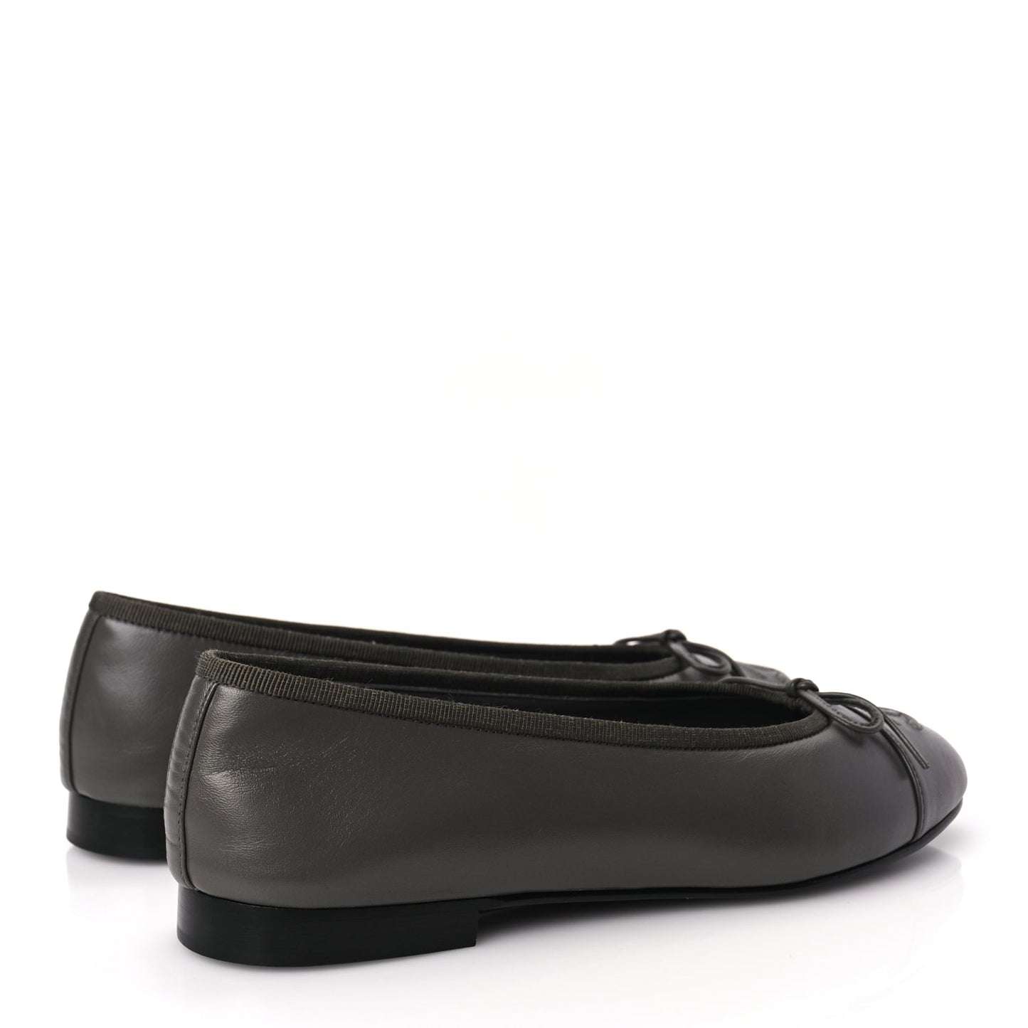 Chanel Lambskin Cap Toe CC Ballerina Flats 37 Dark Grey