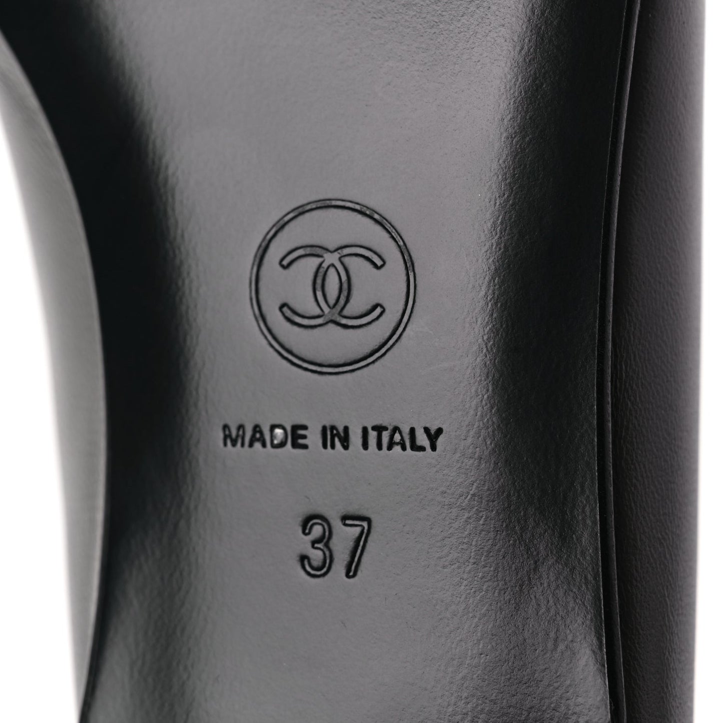 Chanel Lambskin Cap Toe CC Ballerina Flats 37 Dark Grey