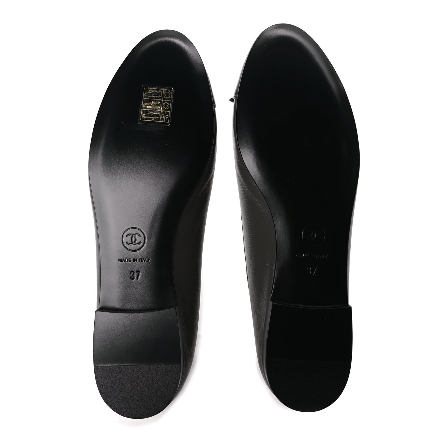 Chanel Lambskin Cap Toe CC Ballerina Flats 37 Dark Grey