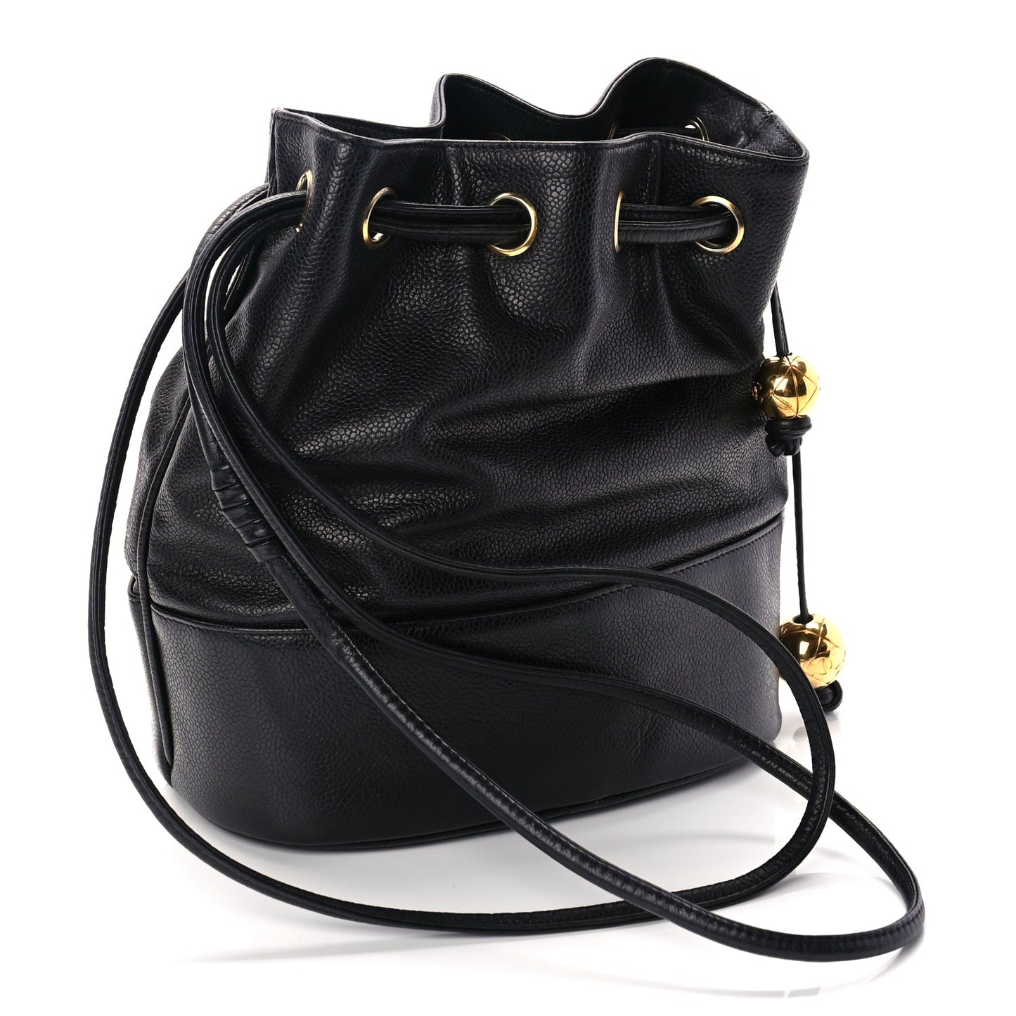Chanel Caviar CC Drawstring Shoulder Bag Black