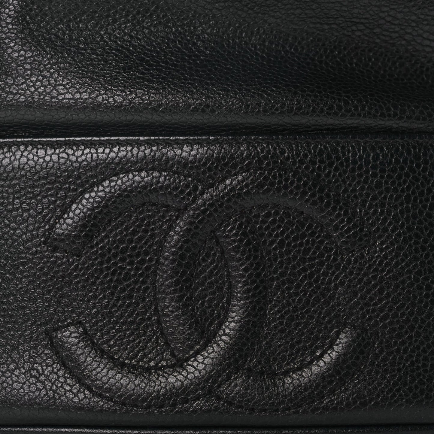 Chanel Caviar CC Drawstring Shoulder Bag Black