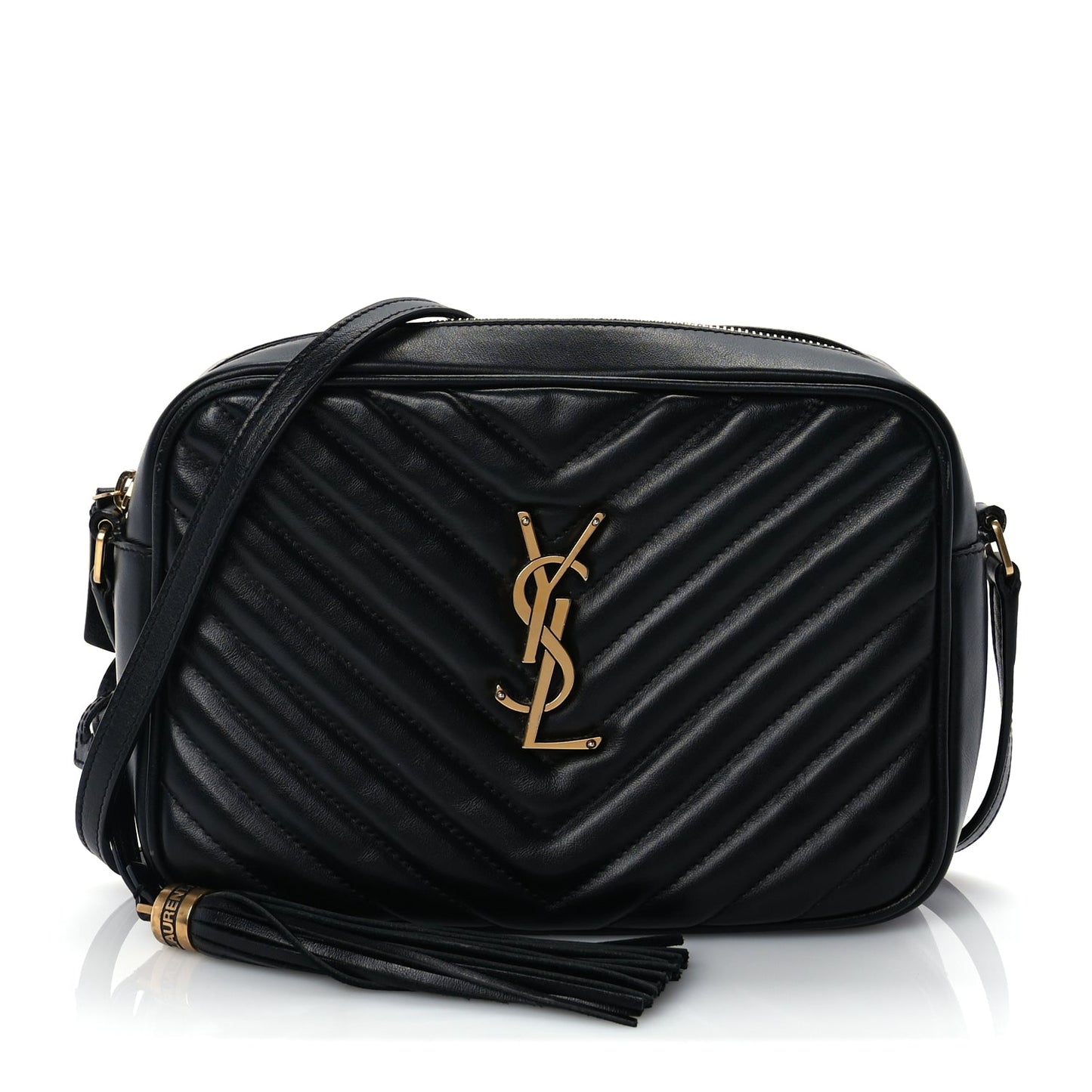 Saint Laurent Calfskin Matelasse Monogram Lou Camera Bag  Black