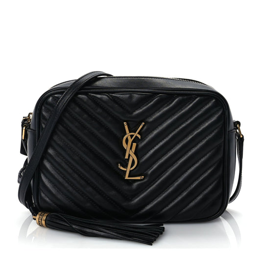 Saint Laurent Calfskin Matelasse Monogram Lou Camera Bag  Black