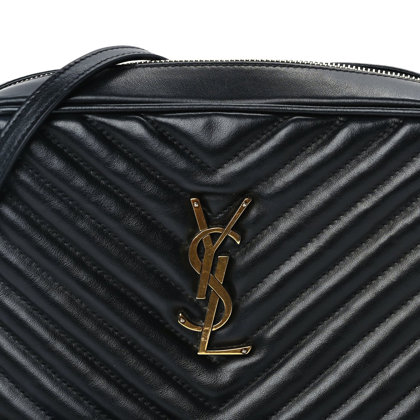 Saint Laurent Calfskin Matelasse Monogram Lou Camera Bag  Black