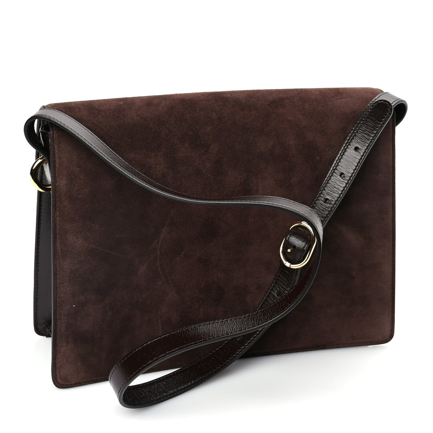 Gucci Suede Medium Torchon GG Ring Shoulder Bag  Reflex Brown