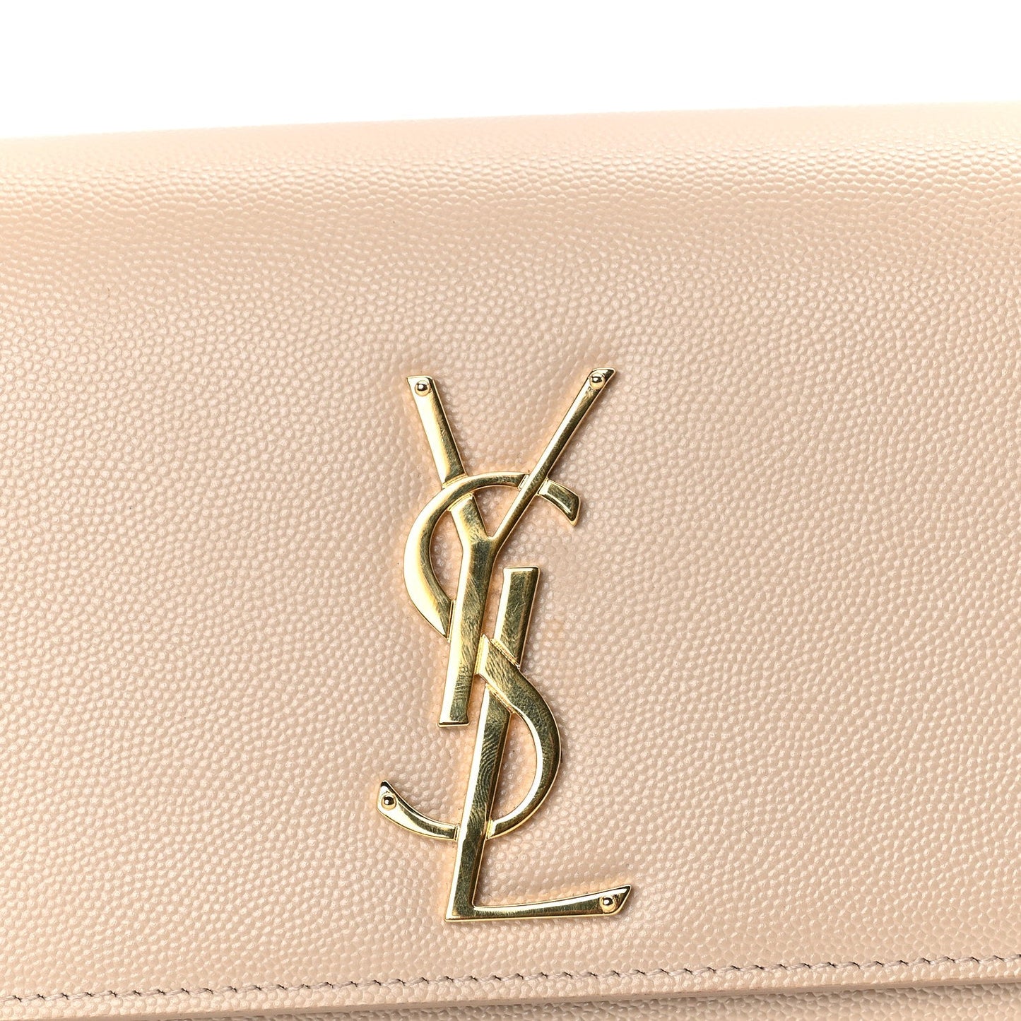 Saint Laurent Grain De Poudre Classic Kate Clutch  Dark Beige