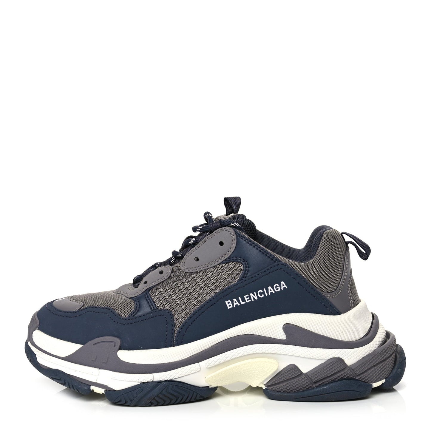 Balenciaga Fabric Mesh Mens Triple S Sneakers 41 Dark Grey Navy