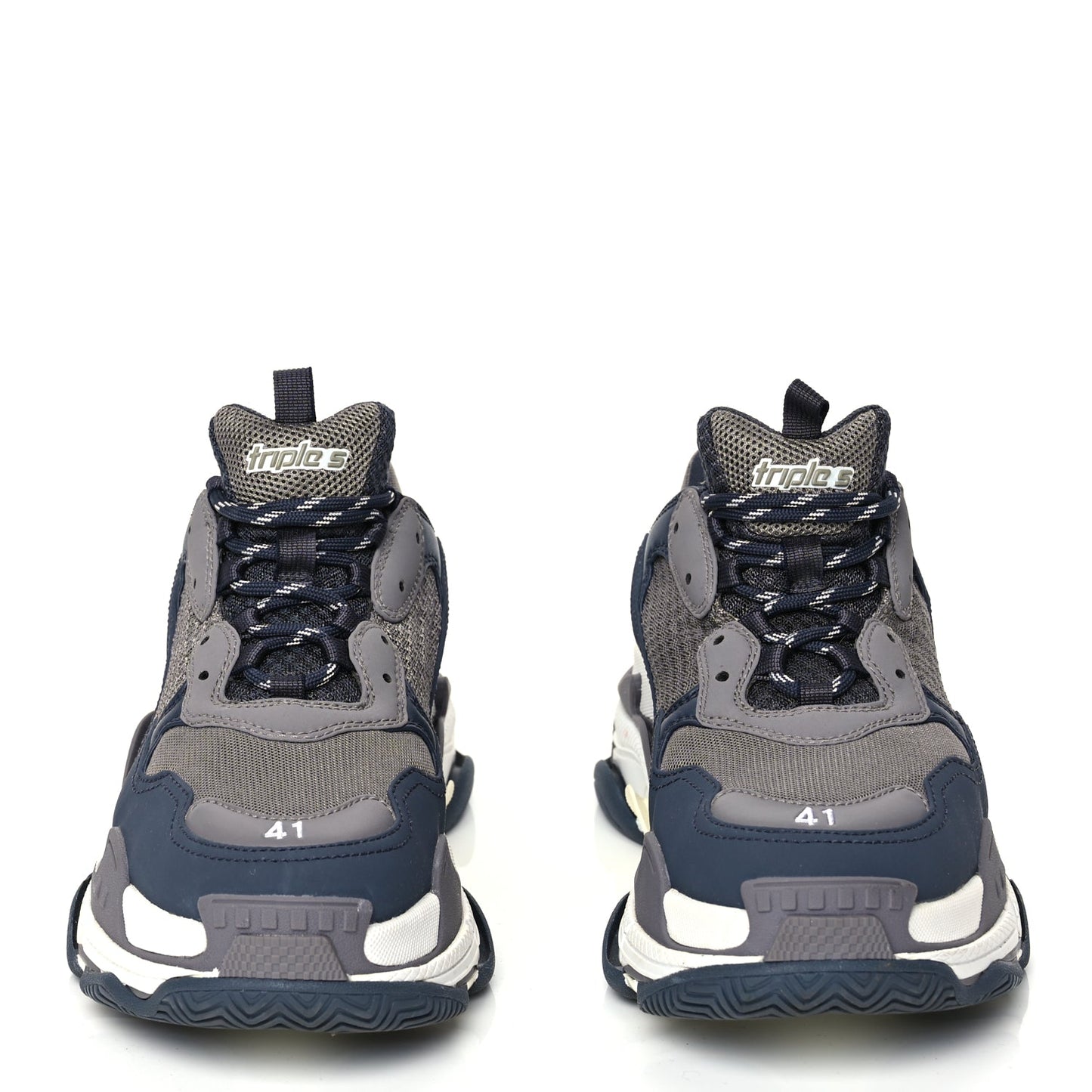 Balenciaga Fabric Mesh Mens Triple S Sneakers 41 Dark Grey Navy