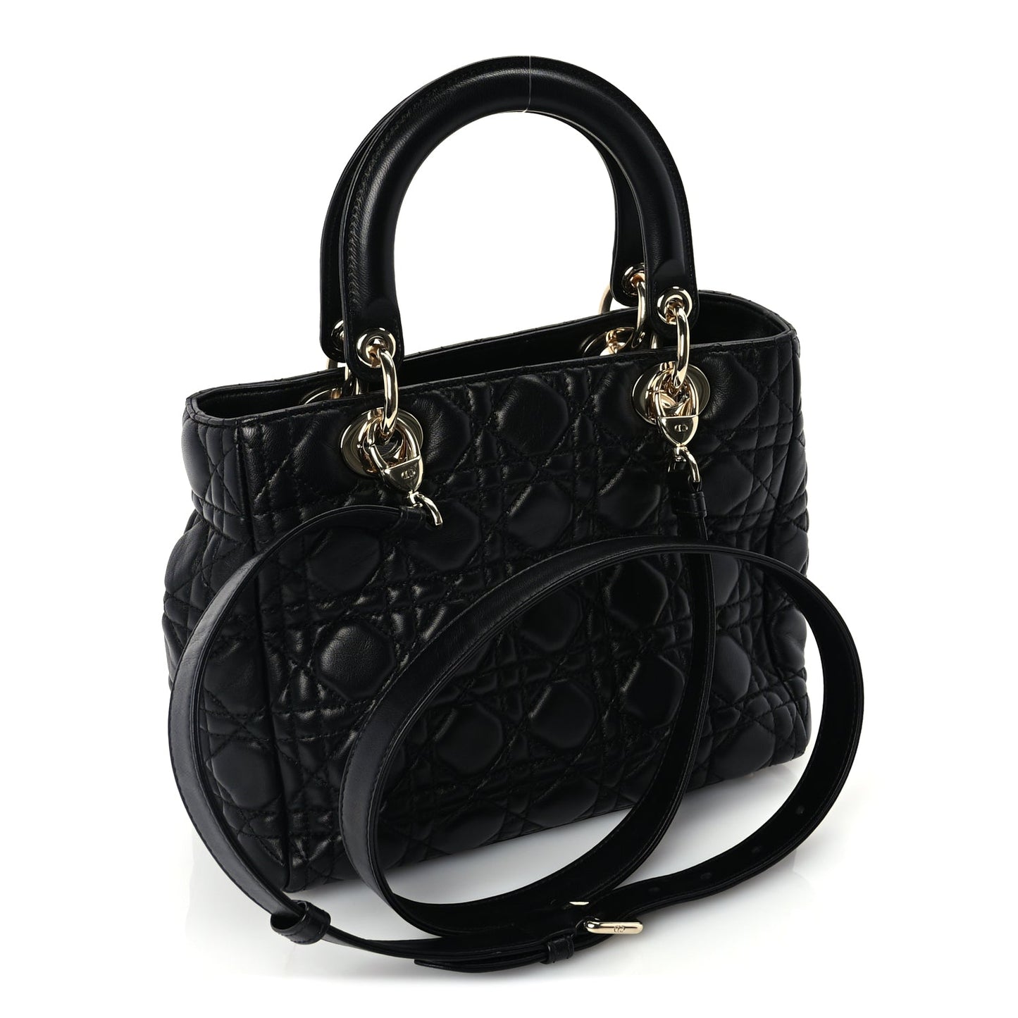 Christian Dior Lambskin Cannage Medium Lady Dior Black