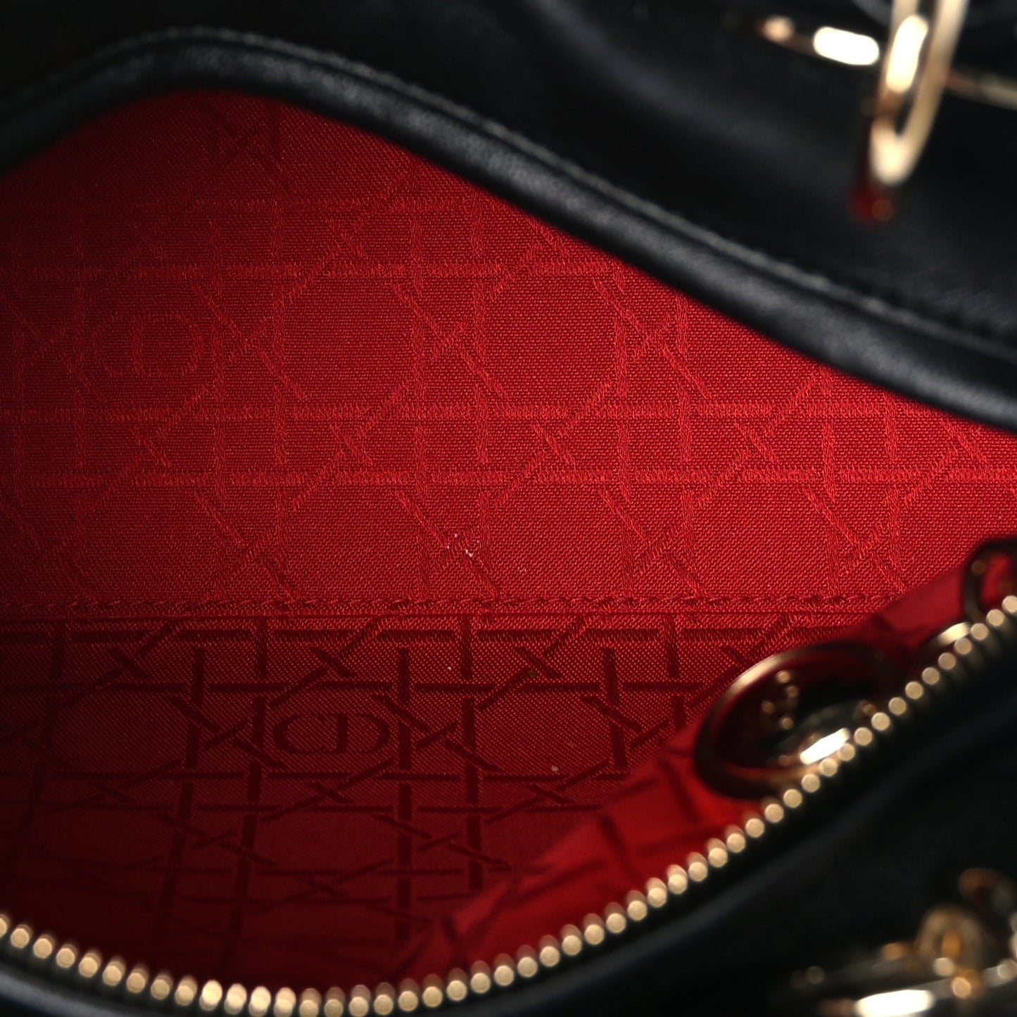 Christian Dior Lambskin Cannage Medium Lady Dior Black
