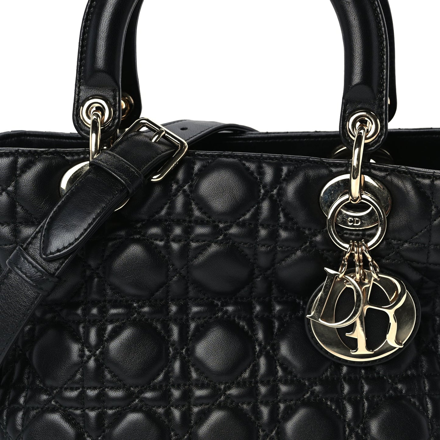 Christian Dior Lambskin Cannage Medium Lady Dior Black
