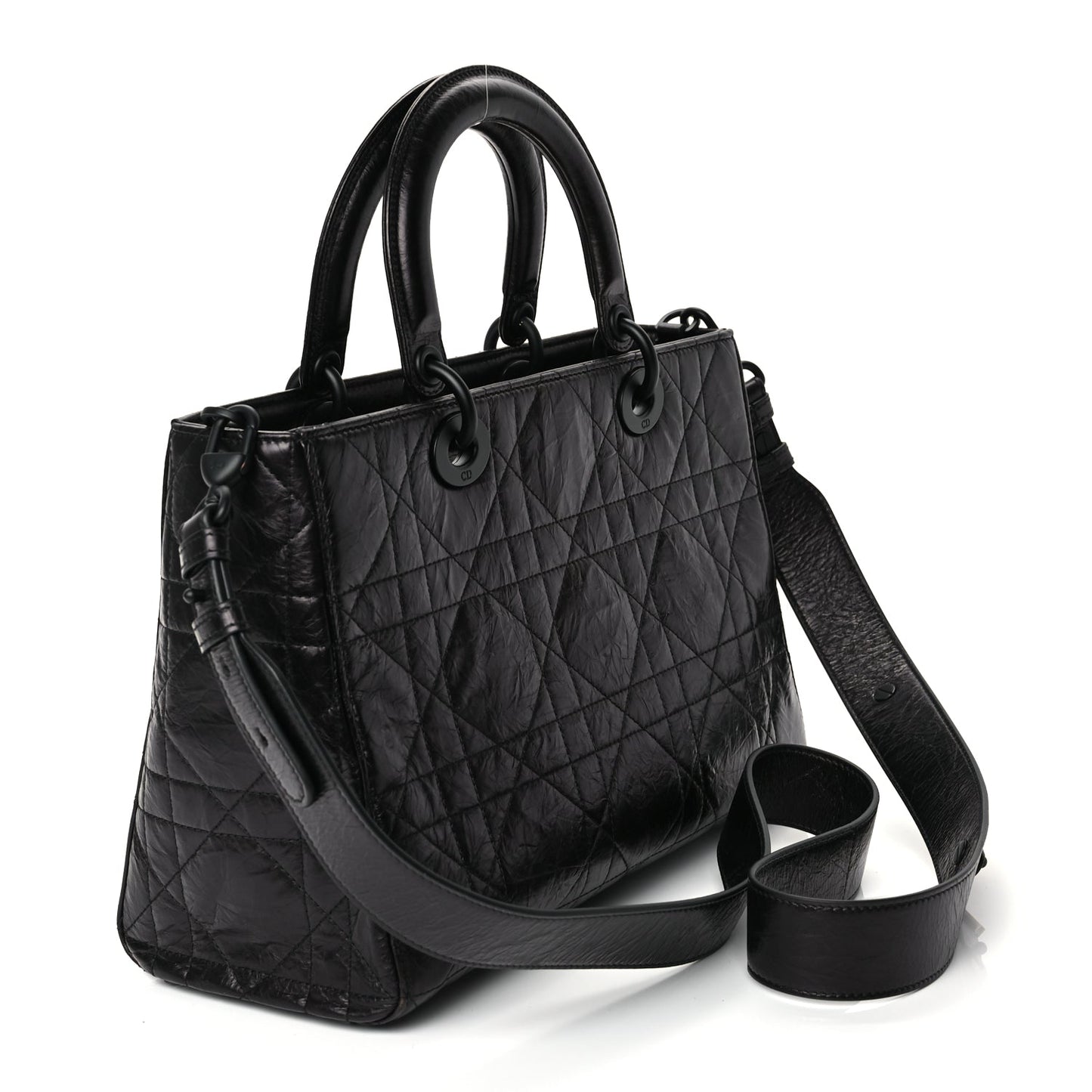 Christian Dior Crinkled Calfskin Macrocannage Medium My ABCDior Lady D-Sire Black