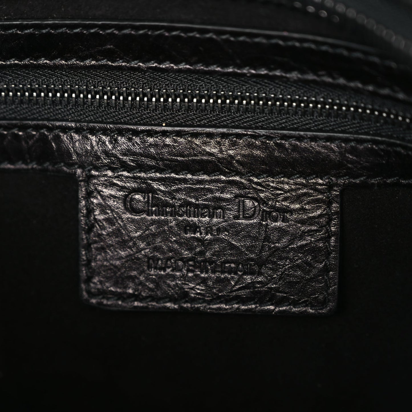 Christian Dior Crinkled Calfskin Macrocannage Medium My ABCDior Lady D-Sire Black
