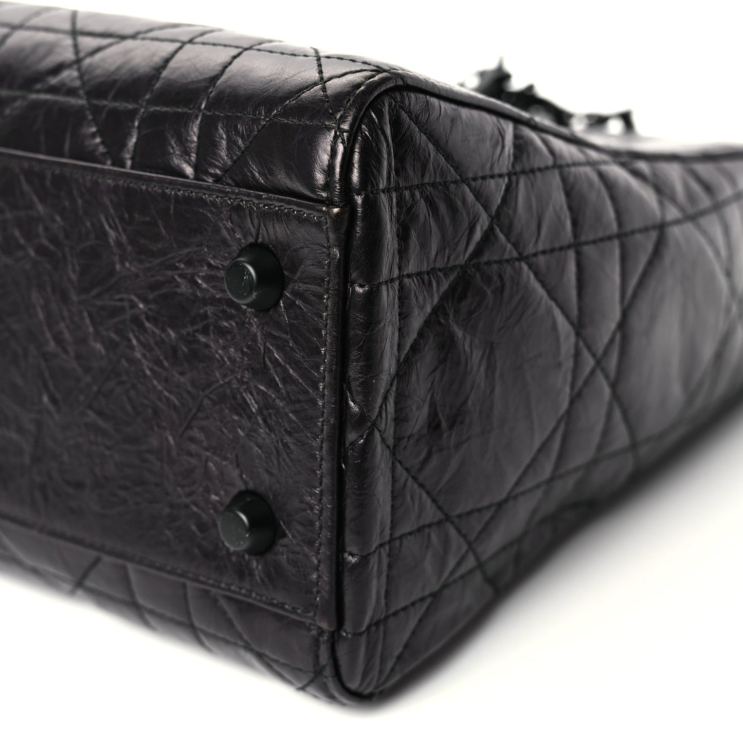 Christian Dior Crinkled Calfskin Macrocannage Medium My ABCDior Lady D-Sire Black