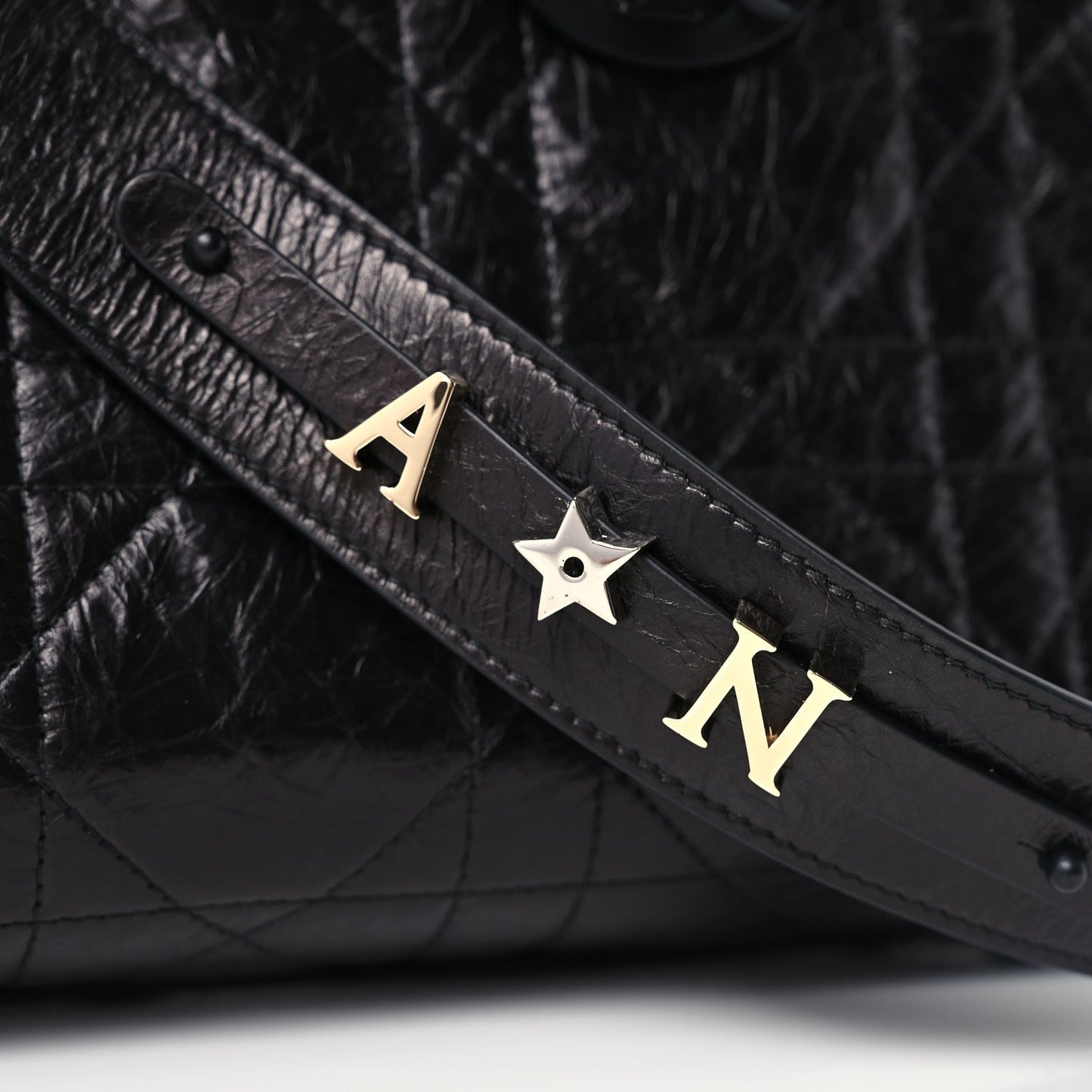 Christian Dior Crinkled Calfskin Macrocannage Medium My ABCDior Lady D-Sire Black
