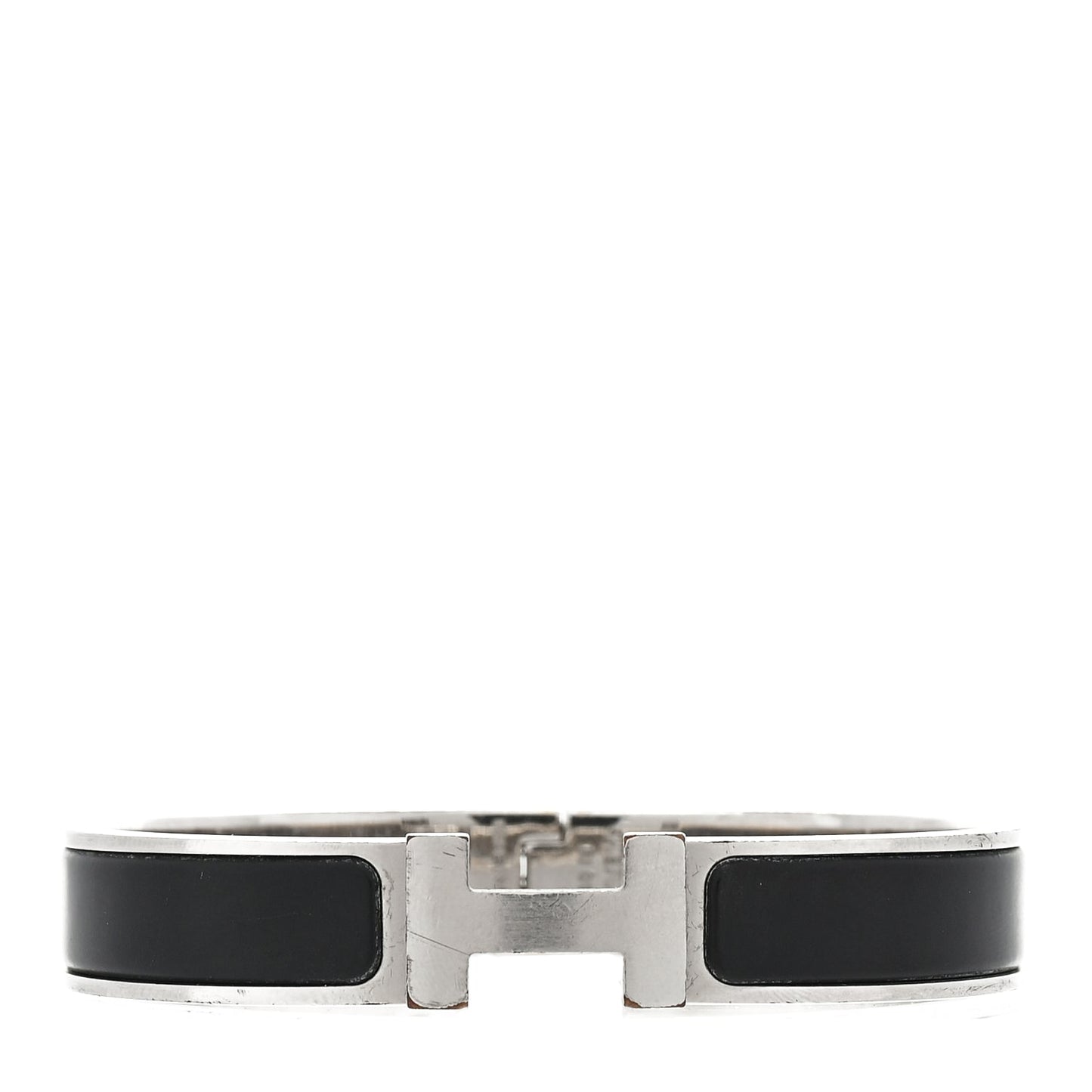 Hermes Matte Enamel Narrow Clic Clac HH Bracelet T6  Black