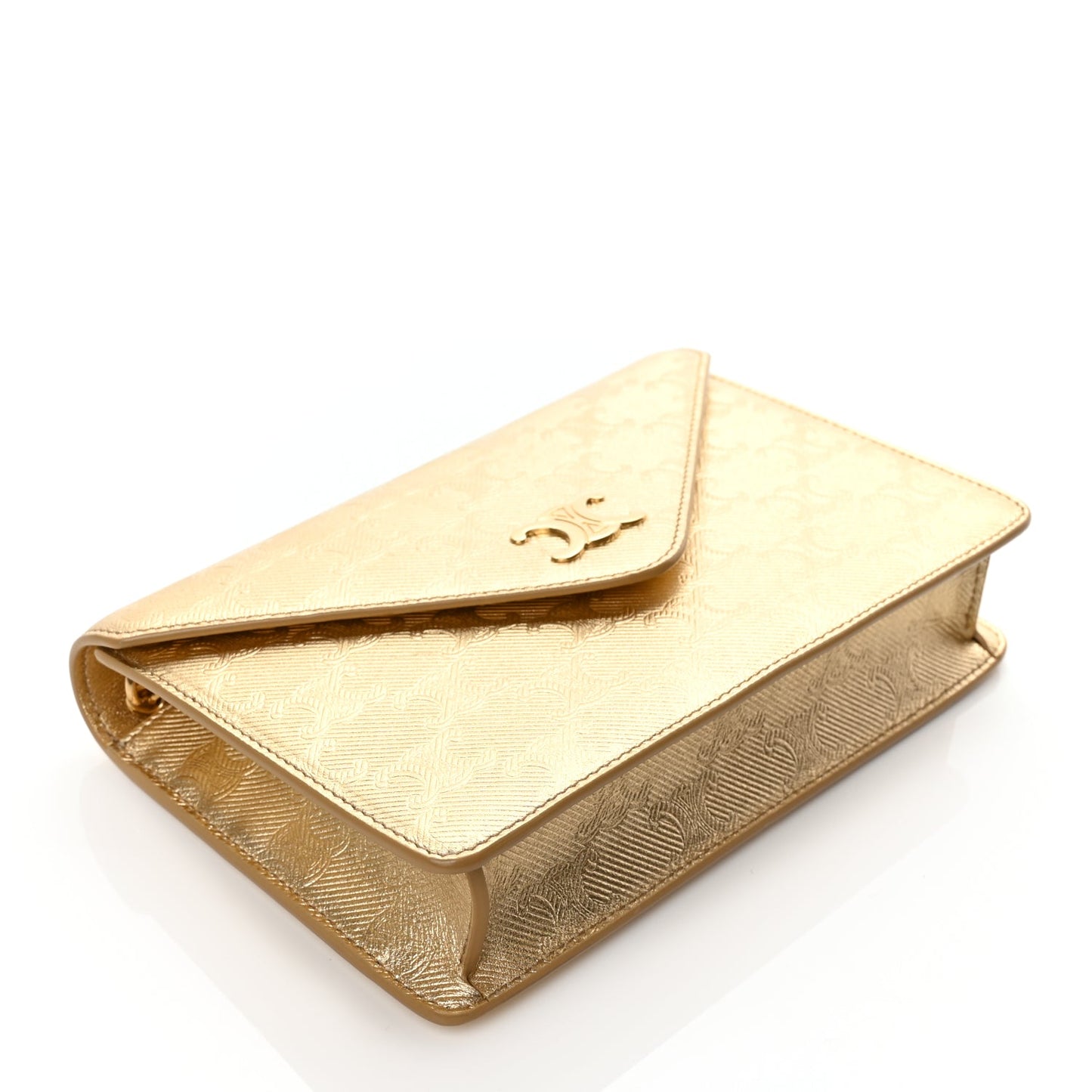 Celine Metallic Triomphe Wallet on Chain