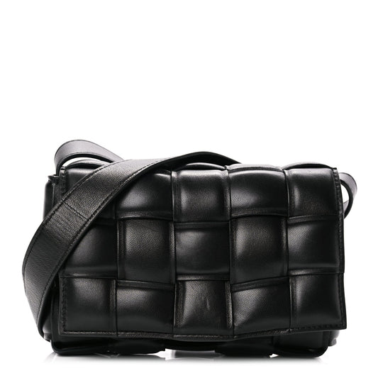 Bottega Veneta Nappa Maxi Intreccio Small Padded Cassette Crossbody Bag Black