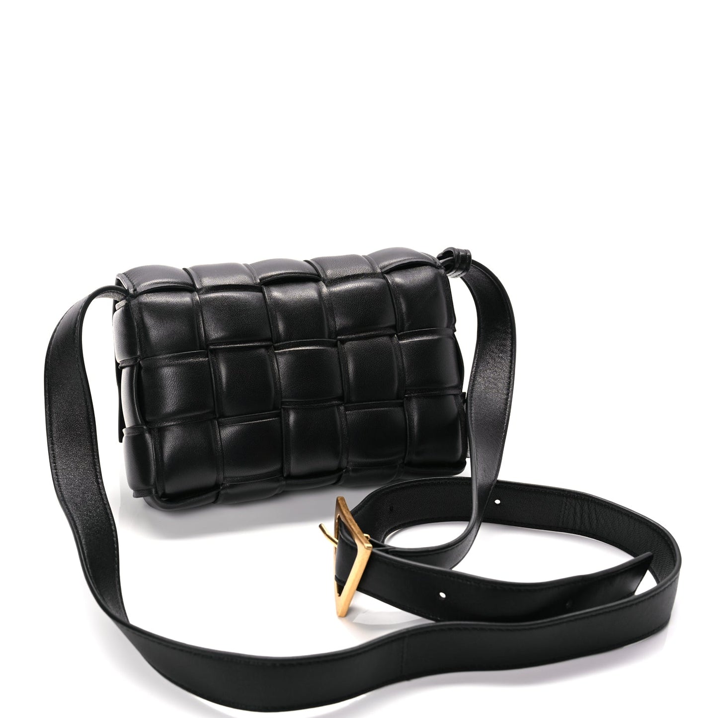Bottega Veneta Nappa Maxi Intreccio Small Padded Cassette Crossbody Bag Black